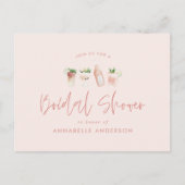 ピンクカガーリークテルスタイリッシュブライダルシャワー インビテーションポストカード (正面)