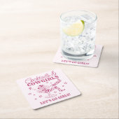 ピンクカクテルとカウガールズ ロデオ バチェロレッテ スクエアペーパーコースター (インサイチュ)