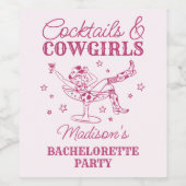 ピンクカクテルとカウガールズ・ロデオ・バチェロレッテ ワインラベル (シングルラベル)