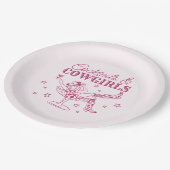 ピンクカクテルとカウガール 誕生日 バチェロレッテ ペーパープレート (アングル)