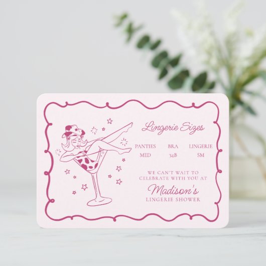 ピンクカクテルと女性のカーボーイランジェリーサイズ挿入 エンクロージャーカード (スタンド正面)