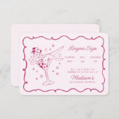 ピンクカクテルと女性のカーボーイランジェリーサイズ挿入 エンクロージャーカード (正面/裏面)
