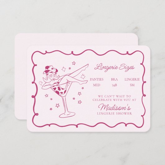 ピンクカクテルと女性のカーボーイランジェリーサイズ挿入 エンクロージャーカード (正面/裏面)