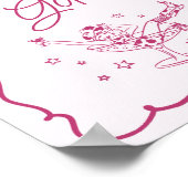 ピンクカクテルと女性のカーボーイロデオカード&ギフト ポスター (角)