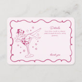 ピンクカクテルと女性のカーボーイロデオ詳細インサート エンクロージャーカード (正面)