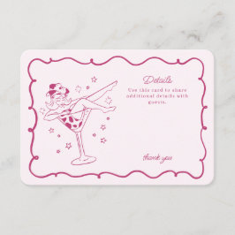 ピンクカクテルと女性のカーボーイロデオ詳細インサート エンクロージャーカード