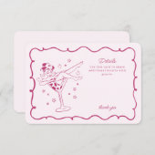 ピンクカクテルと女性のカーボーイロデオ詳細インサート エンクロージャーカード (正面/裏面)