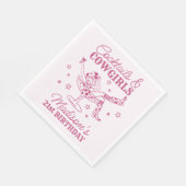 ピンクカクテルと女性のカーボーイロデオ誕生日 スタンダードランチョンナプキン (角)