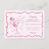 ピンクカクテルと女性のカーボーイRodeoレジストリの挿入 エンクロージャーカード (正面)