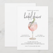 ピンクカクテルエレガントバブーブリーブランチブライダルシャワー 招待状 (正面/裏面)
