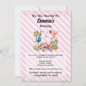 ピンクカクテルキャンディグリッター誕生日招待状 招待状 (正面)