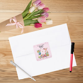 ピンクカクテルキャンディグリッター誕生日 スクエアシール