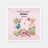 ピンクカクテルキャンディグリッター誕生日 スタンダードカクテルナプキン (正面)