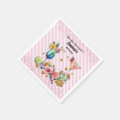 ピンクカクテルキャンディグリッター誕生日 スタンダードカクテルナプキン (角)