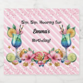 ピンクカクテルキャンディグリッター誕生日 スパークリングワインラベル (シングルラベル)