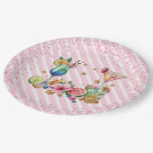 ピンクカクテルキャンディグリッター誕生日 ペーパープレート (アングル)