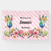 ピンクカクテルキャンディグリッター誕生日 横断幕 (横)