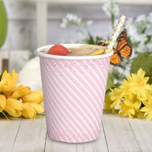 ピンクカクテルキャンディグリッター誕生日 紙コップ