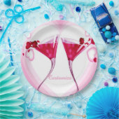 ピンクカクテルグラス紙プレート ペーパープレート (パーティー)