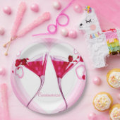 ピンクカクテルグラス紙プレート ペーパープレート (パーティー)