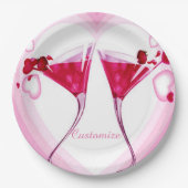 ピンクカクテルグラス紙プレート ペーパープレート (正面)