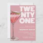 ピンクカクテルテーマ21th誕生日パーティーfor Her 招待状 (正面)