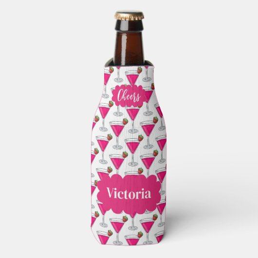 ピンクカクテルネーム応援ズセルツァーカンCo ボトルクーラー (ボトル正面)
