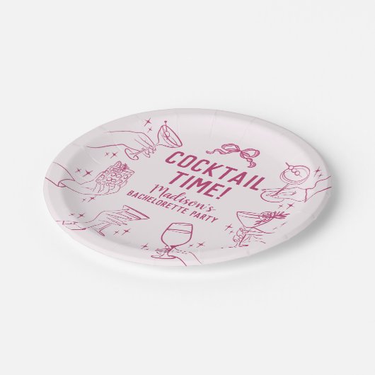 ピンクカクテルパーティーバチェロレッテ封筒お気に入り ペーパープレート (アングル)