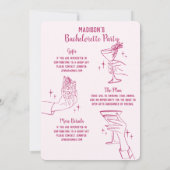 ピンクカクテルパーティーバチェロレッテ招待状 (裏面)