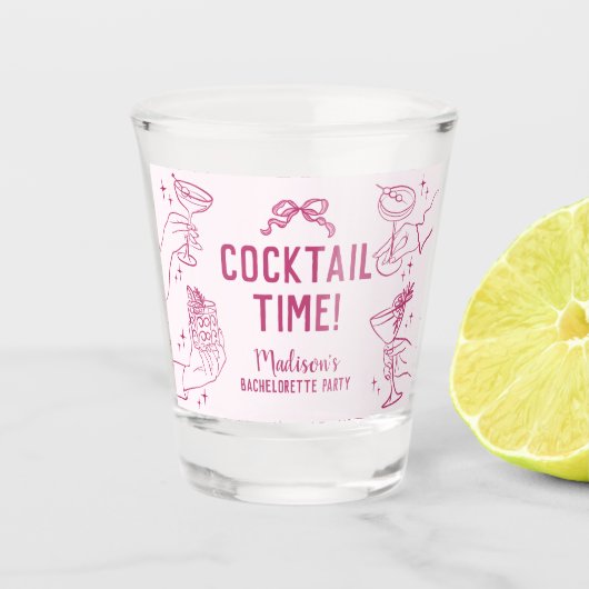 ピンクカクテルパーティーレトロバチェロレッテ ショットグラス (正面)