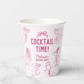 ピンクカクテルパーティーレトロ誕生日パーティー 紙コップ (裏面)