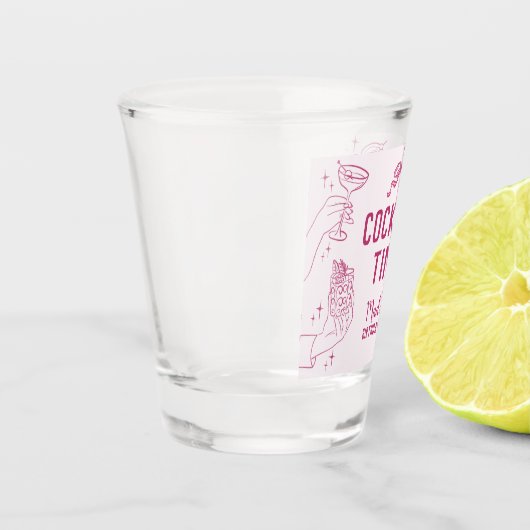 ピンクカクテルパーティーレトロ誕生日 ショットグラス (左)