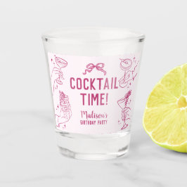 ピンクカクテルパーティーレトロ誕生日 ショットグラス