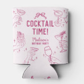 ピンクカクテルパーティーレトロ誕生日 缶クーラー (裏面)