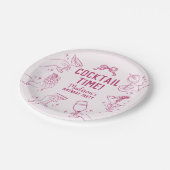 ピンクカクテルパーティー誕生日パーティープレート ペーパープレート (アングル)