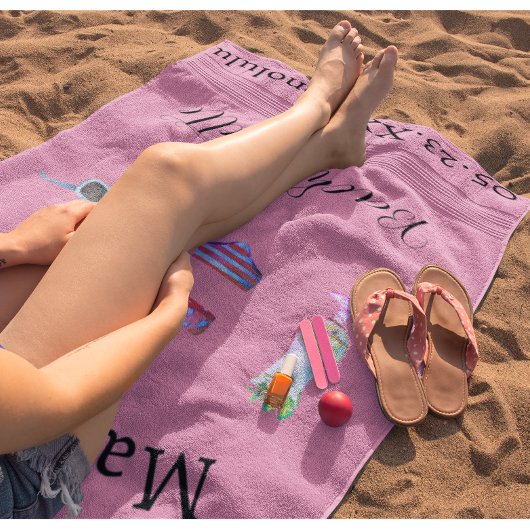 ピンクカクテルビーチパーティーウェディングギフト ビーチタオル