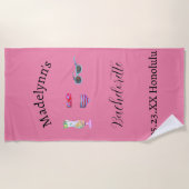 ピンクカクテルビーチパーティーウェディングギフト ビーチタオル (正面)