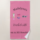 ピンクカクテルビーチパーティーウェディングギフト ビーチタオル (正面)