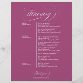ピンクカシス結婚の週末のウェルカム旅程 (裏面)