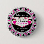 ピンクカジノバースデーパーティー- DIYシティ&州 缶バッジ (正面)