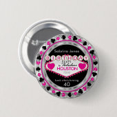 ピンクカジノバースデーパーティー- DIYシティ&州 缶バッジ (正面&裏面)