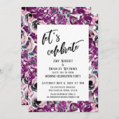 ピンクカジュアルの水色の花を見よう 招待状 (正面/裏面)