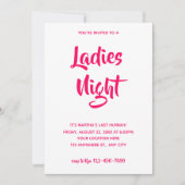 ピンクカジュアル文字 | レディースナイトブライダルシャワー 招待状 (正面)