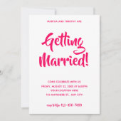 ピンクカジュアル文字 | 婚約パーティー 招待状 (正面)