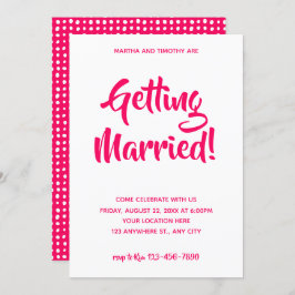 ピンクカジュアル文字 | 婚約パーティー 招待状