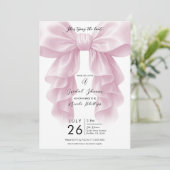 ピンクカスケードラッフルボウタイキングノットブライダルシャワー 招待状 (スタンド正面)