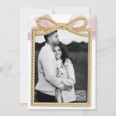 ピンクカスケードラッフルボウタイキングノットブライダルシャワー 招待状 (裏面)