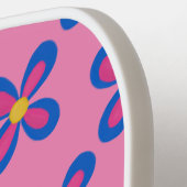 ピンクカスタマイズの花漬けボールパドル ピックルボールラケット (左詳細)