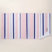 ピンクカスタムとブルーの海軍 ビーチタオル (正面)