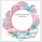 ピンクカスタムとブルーの熱帯テーマデザイン シール (シート)